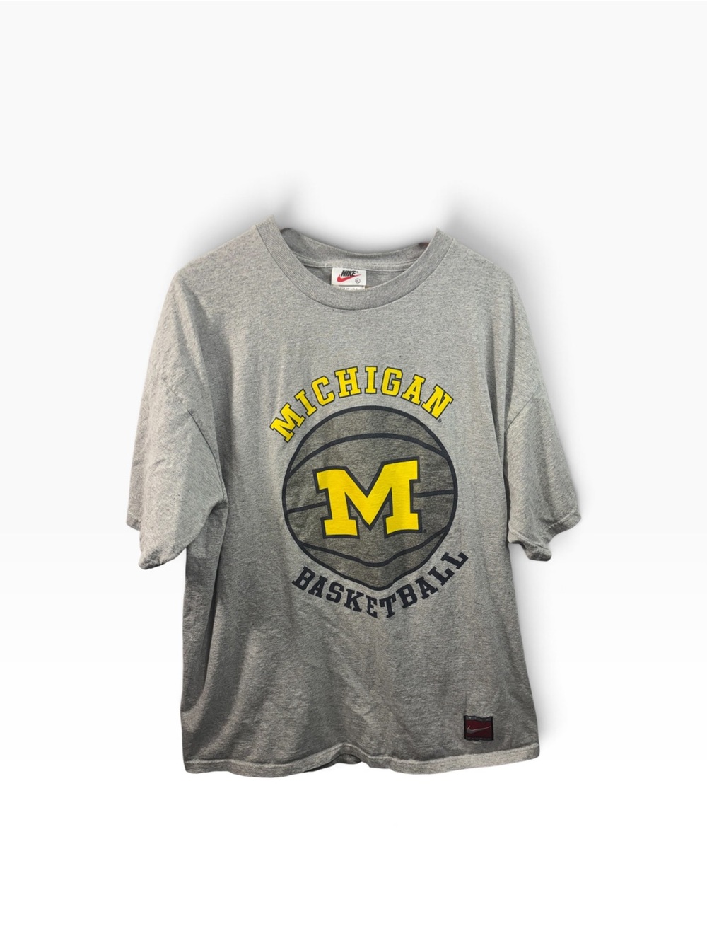 MICHIGAN BASKETBALL Cotton Tee Shirt NIKE SIZE XL VTG GREY T-shirt Made in USA